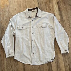 Field & Stream Shirt Mens XL Beige Long Sleeve Button Up Flannel Midweight